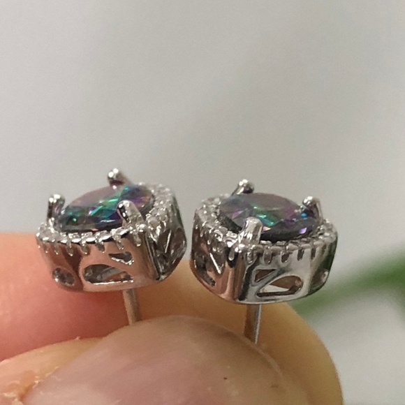 Teardrop Rainbow Mystic Topaz Stud Earrings NEW - Picture 5 of 7